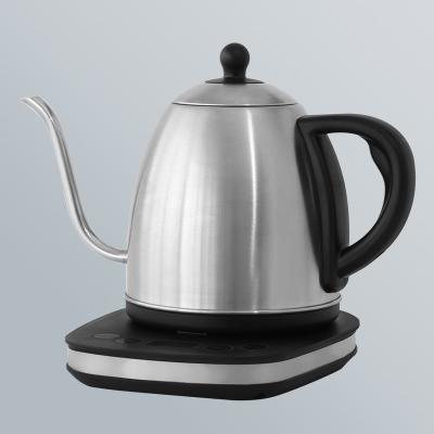 China Hot Selling 1.0 L Factory Quick Boiling 360 Degree Rotating Base 304 Stainless Steel Gooseneck Tea Coffee Electric Kettle for sale