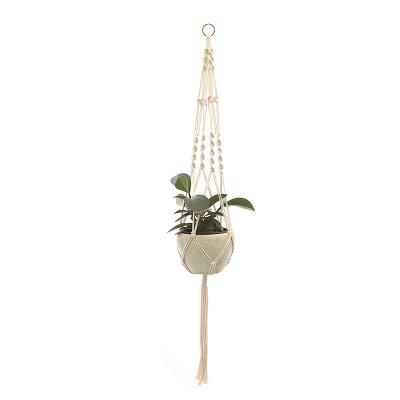 China Hot-selling Cotton Macrame Plant Hangers Handmade Macrame Plant Basket Home Decor for sale