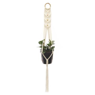 China Wholesale Home Decor Handmade Macrame Plant Basket Cotton Macrame Crochet Hook Plant Hanger Handmade Hangers for sale