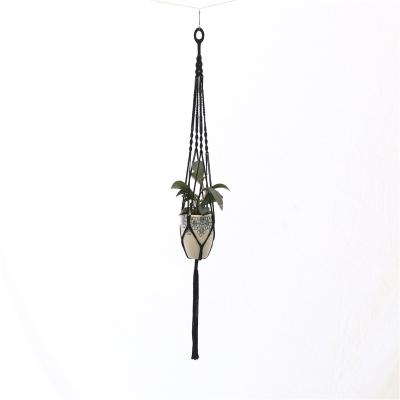 China Wholesale Handcrafted Factory Wholesale Hot Sale Black Cotton Macrame Hangers Handmade Hanging Basket Home Decor for sale