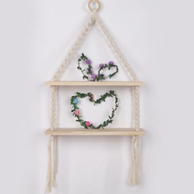 China Cotton Macrame Wall Hanging Handmade Handmade Shelf Woven Plant Wall Hangers Plant Pot Basket for sale