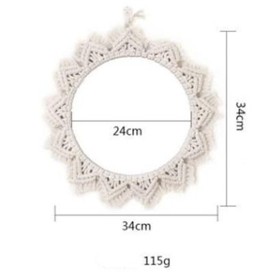 China Handcrafted Macrame Hanging Wall Mirror Around Macrame Wall Hanging Home Decor Macrame Mirror Wall Hanging for sale