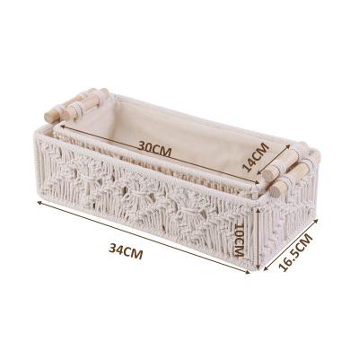 China Handmade macrame storage basket 2pcs/set boho decor baskets for macrame cotton organizing basket for sale