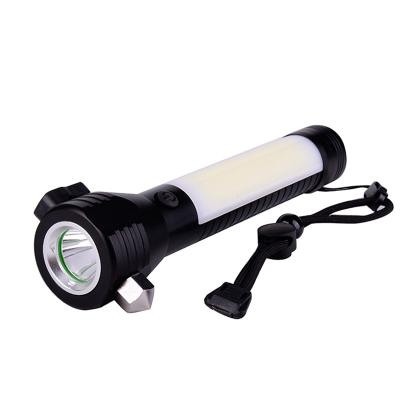 China New Design Emergency High Power COB LED Torch Working Light With Safety Hammer Super Bright Led Aluminum Alloy Emergency Flashlight for sale