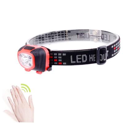 China Cheap 3W Upgrade Led Plastic Portable Headlamp With Sensor Function Red Light Fishing Headlight for sale