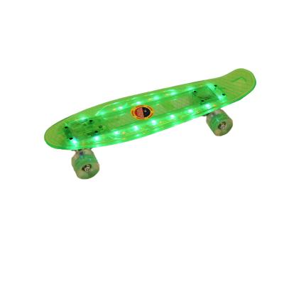 China 22 Inch Complete Plastic Board Deck Kid With Light Cruiser Skateboard Fish Skate Board With Four LED Wheels for sale