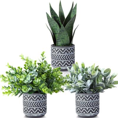 China Durable Sandville Sage Small Plant Pot Artificial Faux Eucalyptus Bathroom Leaves Green Plants For Home Office Home Decor for sale