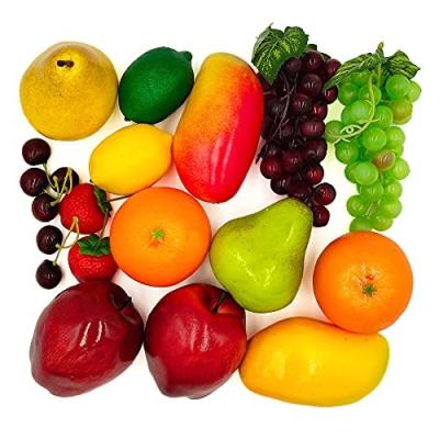 China Wholesale Durable Restaurant PU Foam Home Party Decorative Artificial Simulated Grape Apple Banana Fruit Lemon Orange Fake for sale