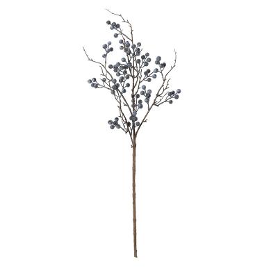 China Festival Holiday Christmas Tree Decoration Durable Home Wedding Berry Artificial Blueberries Stems With Artificial Leaf for sale