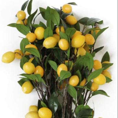 China 2022 Durable Plant Fruit Artificial Flower Artificial Flower Restaurant Garden Single Lemon Branch for sale