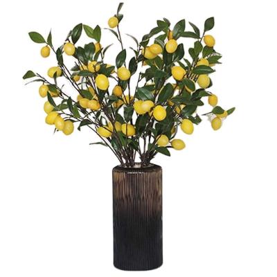 China Durable simulation lemon fruit branches indoor and outdoor home decoration potted artificial flower plants lemon branch for sale