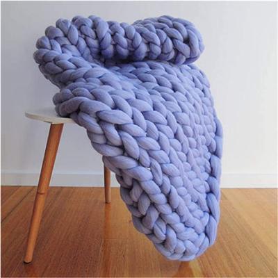 China PORTABLE Home Redneck Chat Cable Knit Heavy Throw Weighted Blanket Chunky Knit Merino Wool Blanket for sale