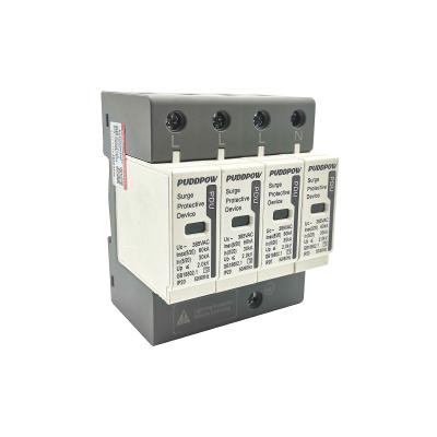 China PUDDPOW SPD Type AC Voltage Surge Protector PDU-60 60KA 4 Pole 385V/275V/220V 72*90*62 for sale