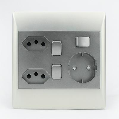 China Safety South Africa Power Wall Socket 3 Lever 2 Brazil Plug And 1 Euro Plug Manufacturer for sale