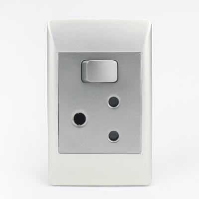 China Security South Africa 1 Pc Lever Switch 16A Socket Wall Outlet Gray Color for sale