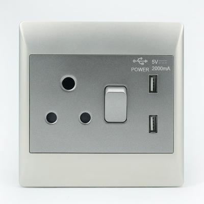 China Safety Factory Supplier South Africa 1 Lever 16A Socket + 2 USB Wall Outlet for sale