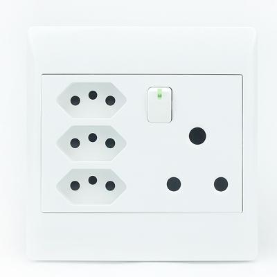 China Safety South Africa Standard Single Switched 16A Socket With 3 Brazil Socket Switch Electrical Outlet for sale