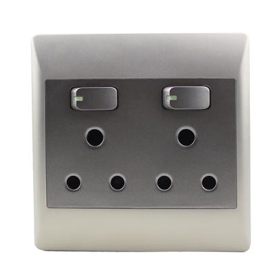 China Safety Good Quality South Africa Certificate 2 Lever Double Power 16a Wall Switch Sockets for sale