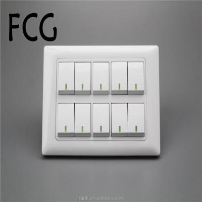 China Security Manufacturer Luxury White PC Switch 10 Strip Wall Switch for sale