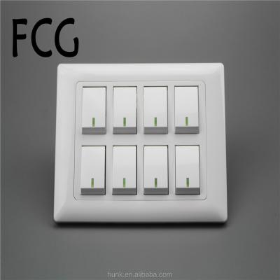 China Security Manufacturer Luxury White PC Switch 8 Strip Lamp Switch for sale