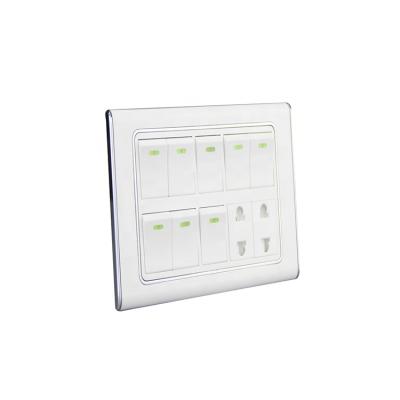 China Luxury Electroplate Cheap PC Manufacturer Security Price White Strips 8 And 2 Outlet Modular Switch for sale