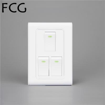 China Security Pure PC 220V 60A 3gang 1way morden wall switch for sale