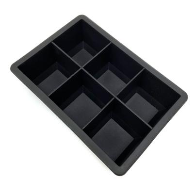 China 2021 6 Cavity Big Giant Ice Mold Square Large Sustainable Silicone Ice Cube Trays Mold With Plastic Lid for sale