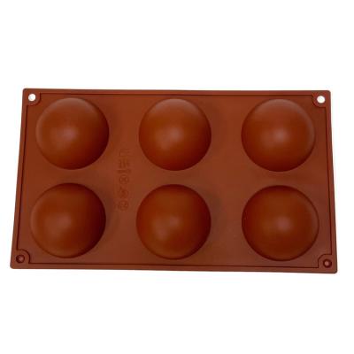 China Viable Large Circle 6 Holes 3d Candy Ice Cream Chocolate Silicone Rubber Baking Mold Wholesale Handcrafted Silicone Rubber Baking Mold for sale