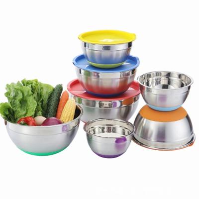 China Large Salad Bowl Sustainable Large Fruit Bowls Slicer Color Mixing Bowls Stainless Steel for sale