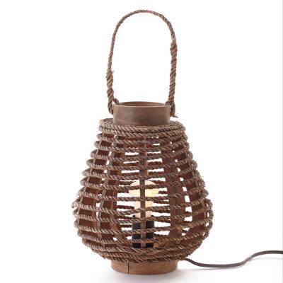 China Mediterranean Modern Handmade Natural Wicker Rattan Woven Bamboo Table Lamp Table Lamp for sale