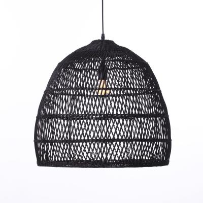 China Natural Mediterranean Handmade Rattan Lampshade Kitchen Restaurant Hotel Decorative Bamboo Pendant Light for sale