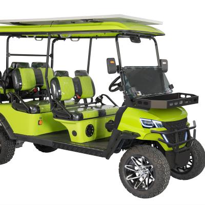 China 2023 New Model Original 6 Seater Steel Frame Frame Golf Carts Lead Acid And 72 V Lithium Battery Customized Electric Carts 14 Inch for sale