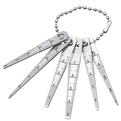 China Mechanical Wire Correcting 6pcs Stainless Steel 0-70mm Taper Aperture Scale Wedge Thickness Gauge Hole Inspection Measuring Ruler for sale