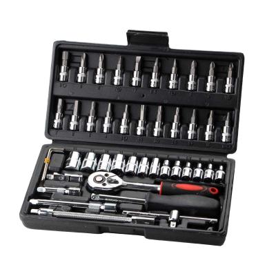 China Manual Repair Tool 46pcs Tool Auto Repair Tools Combination Set Home Repair Tool Kit Hand Motion Impact Socket Wrench 1/4