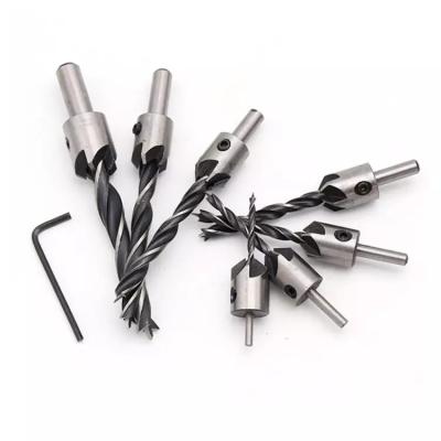 China Woodworking 4 Piece Countersink Bit Set HSS Woodworking Drill Set Woodworking Countersink Chamfer Drill Bit for sale