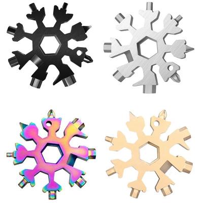 China 8 Multifunctional 18 Angles in 1 Multi Key Ring Spanner Hex Wrench Snowflake Pocket Tool Key Ring Factory DIY Tools for sale