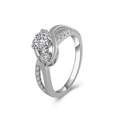 China Custom Luxury Moissanite White Gold OEM #SRO256 s925 Sterling Silver 18k Romantic Hot Sale Round Twisted Engagement Ring Setting for sale