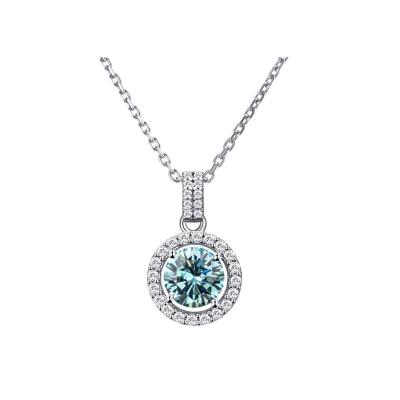 China The Other Good Quality Blue Gemstone Moissanite Diamond Women For Lady Cuban Chain Necklace for sale