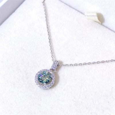 China The Other Blue Diamond Moissanite Pendant Necklace High Quality 925 Sterling Silver For Mother Gift for sale