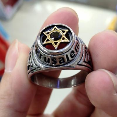 China Other Best Selling Platinum Plated Gemstone Jewelry Seal Star Of David Ring For Men for sale