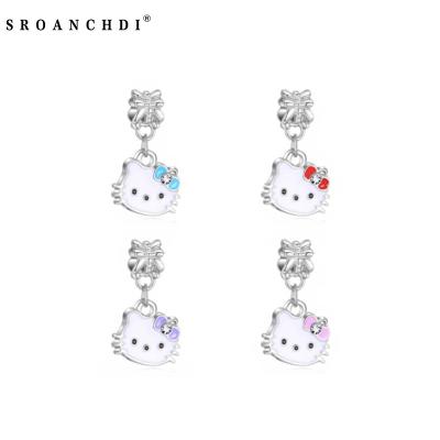 China Other Sroanchdi with Crystal Red Bow Charm Bead for Diy Bracelets Dangle Kitty Charm Cat Pink Pendant for sale