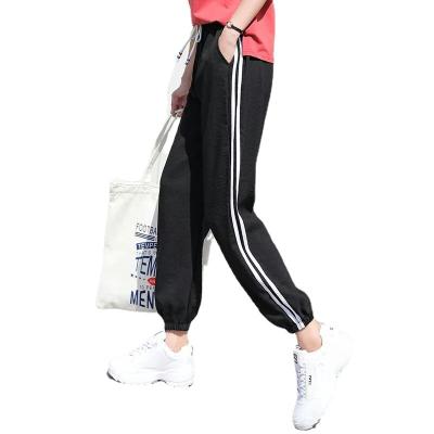 China Women's Casual Anti-Wrinkle Pants Side-stripe Loose Elastic Sportswear Women's Fashion Sweatpants Waist Pants for sale