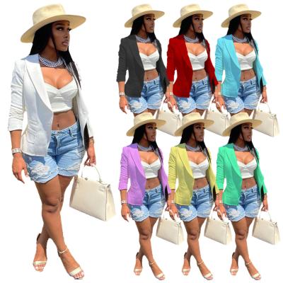 China 2021 New Arrival Breathable Women Pocket Summer Ladies Long Sleeve Solid Button Coat for sale