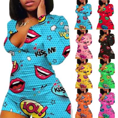 China Breathable Kiss Me Lovely Sleepwear LOL Womens Onesie Pajama Long Romper Sleeve Onesie For Women for sale