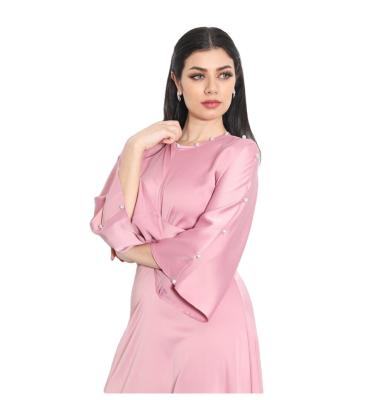 China Solid Color Satin Robe Kaftan Moroccan Abaya Muslim Dress S for sale