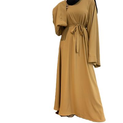 China Modest Kaftan Islamic Clothing Modern Simple Muslim Dresses Middle East Solid Color Abaya Dubai Turkey For Women 210323001 for sale