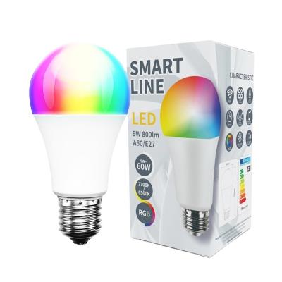 China Hot Selling WIFI RGB CW Smart Dimmable A60 7W 9W E22 E26 E27 LED Light Bulb Residential/Theme Park Lamp with Amazon Alexa for sale