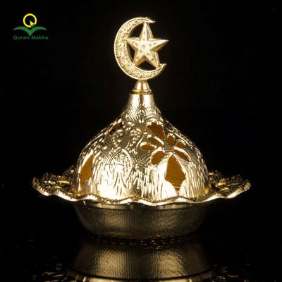 China Eeast Arabic Islamic Middle Gold Plated Middle East Hollow Carved Arabic Incense Stick Holder Censer for sale