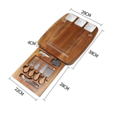 China Custom High Quality Set of Sustainable Items Cheese Cutting Board Tray Wood Bamboo Cheese Board for sale