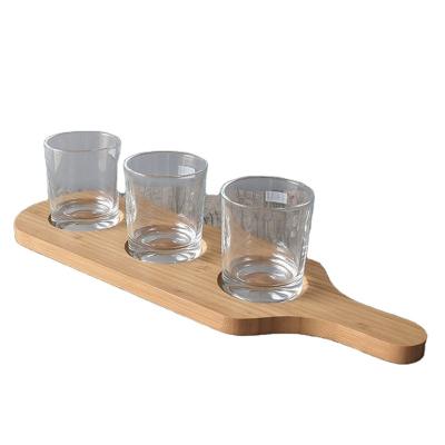 China Sustainable Creative Bamboo Wooden Tray Wooden Wine Glass Storage Wine Ice Glass Storage Rack for sale